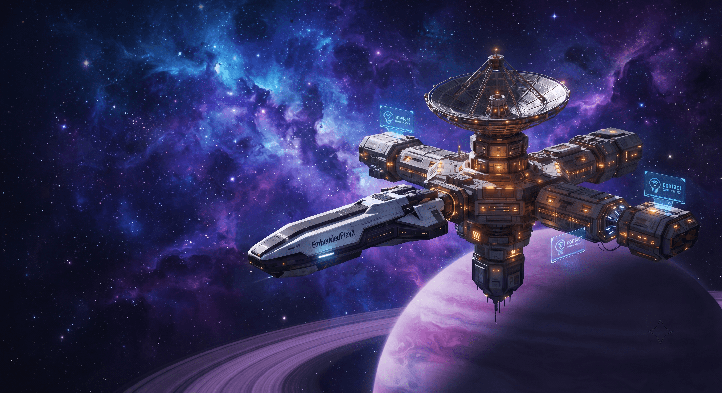 EmbeddedPlayX ship docking at a space station